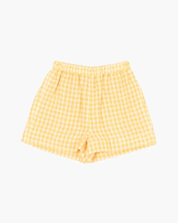 REJINA PYO Kids Bottoms Miki Shorts Linen Check Yellow 8211 Shop REJINA PYO Kids Bottoms Miki Shorts Linen Check Yellow 8211 Shop