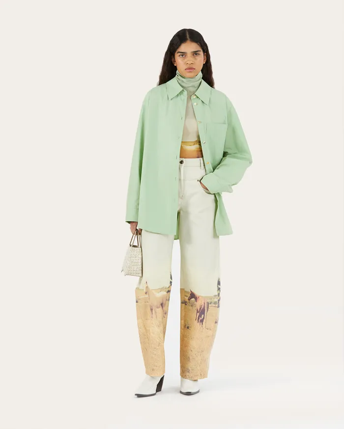 REJINA PYO Shirts and Blouses Caprice Shirt Organic Cotton Mint 8211 Shop
