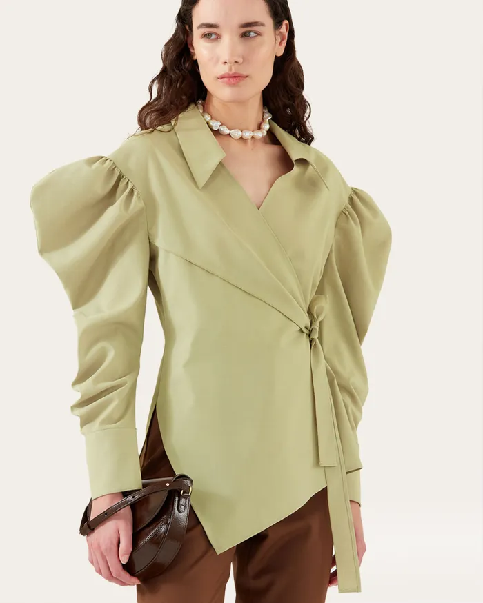 REJINA PYO Shirts and Blouses Lyra Top Tailored Suiting Sage 8211 Shop
