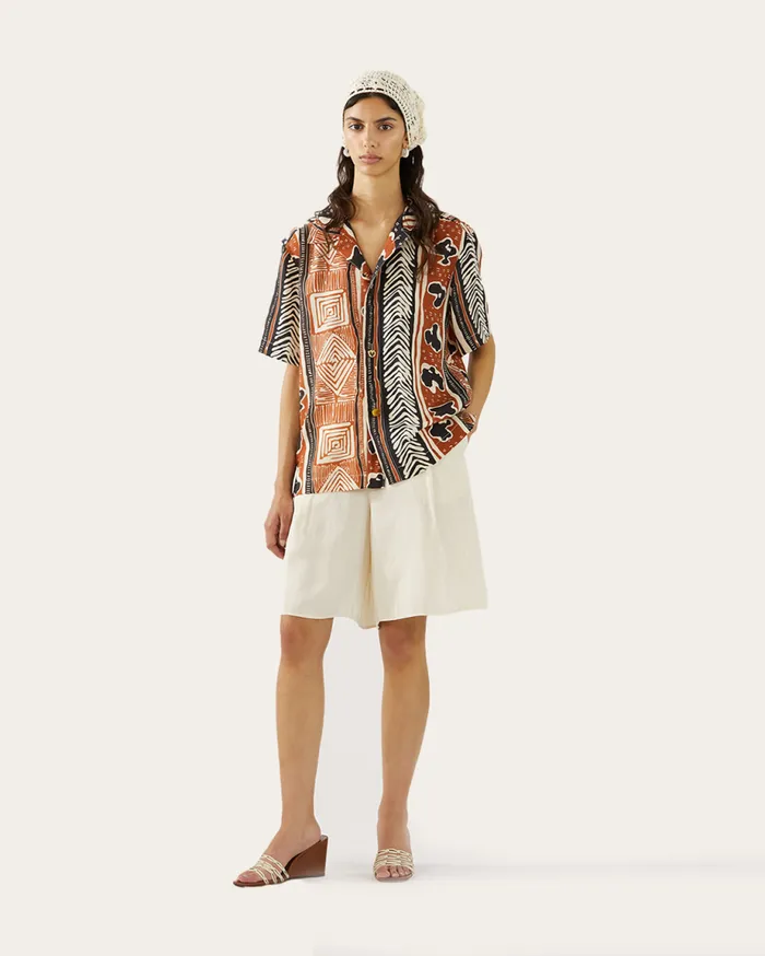 REJINA PYO Shirts and Blouses Marty Shirt Tencel Print Brown 8211 Shop