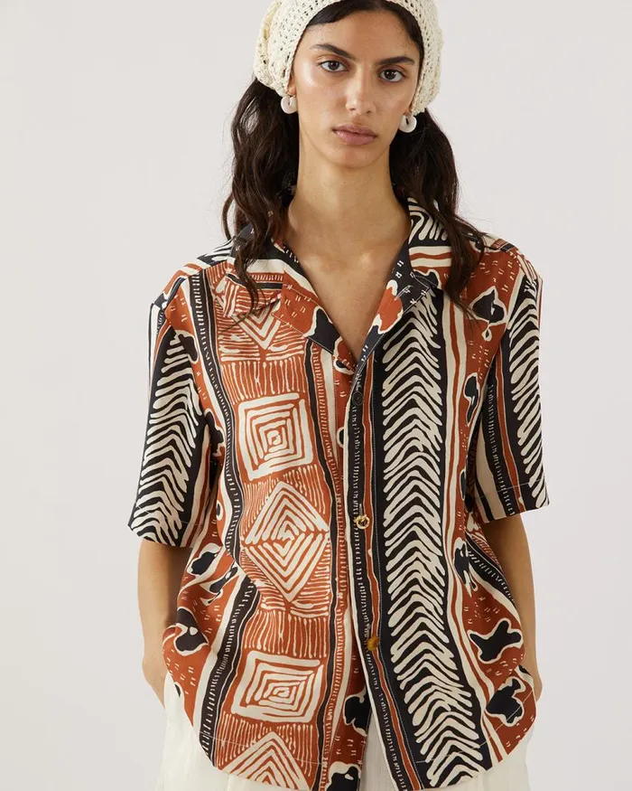 REJINA PYO Shirts and Blouses Marty Shirt Tencel Print Brown 8211 Shop REJINA PYO Shirts and Blouses Marty Shirt Tencel Print Brown 8211 Shop