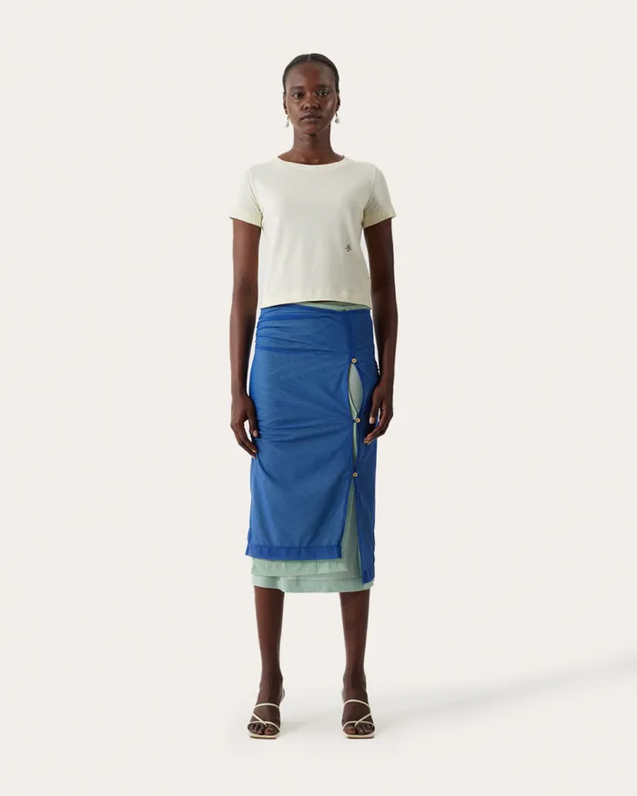 REJINA PYO Skirts Mirren Skirt Mesh Blue 8211 Shop