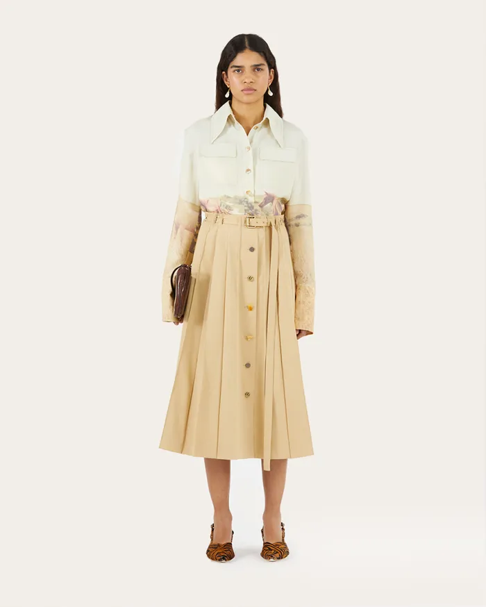 REJINA PYO Skirts Noor Skirt Cotton Blend Tan 8211 Shop