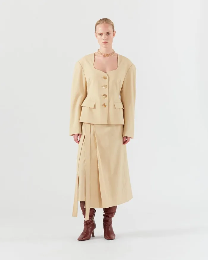 REJINA PYO Tailoring Perrin Blazer Wool Blend Shortbread 8211 Shop REJINA PYO Tailoring Perrin Blazer Wool Blend Shortbread 8211 Shop