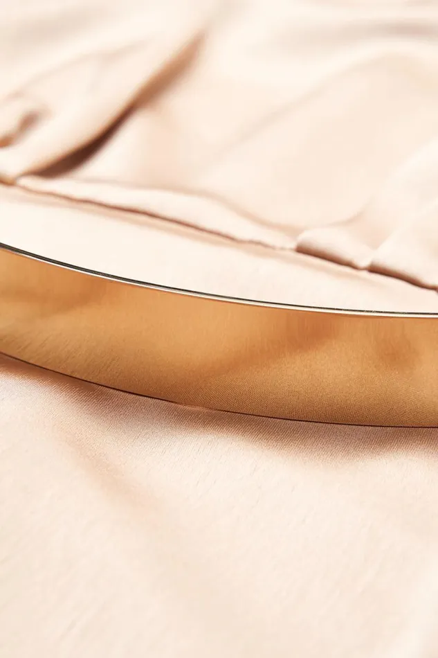 Rhiannon Gown In Satin Tan Beige Women Halston Dresses