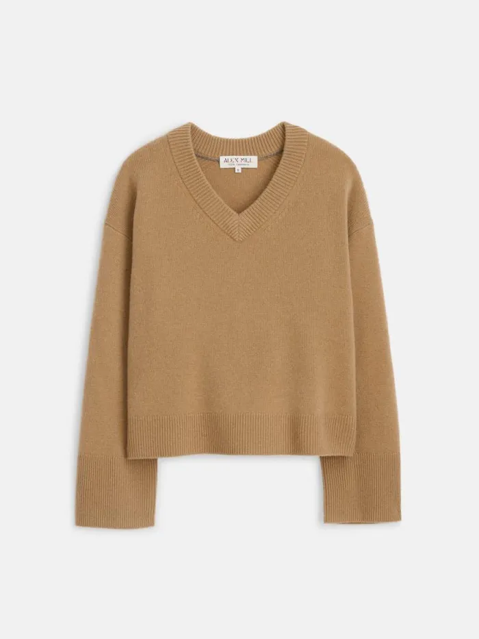Rowan VNeck In Cashmere Light Camel Women Alex Mill Sweaters