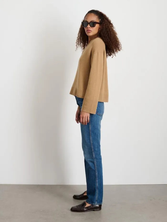 Rowan VNeck In Cashmere Light Camel Women Alex Mill Sweaters