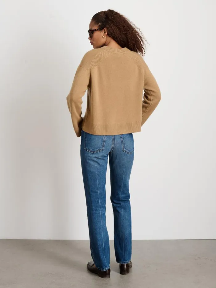Rowan VNeck In Cashmere Light Camel Women Alex Mill Sweaters