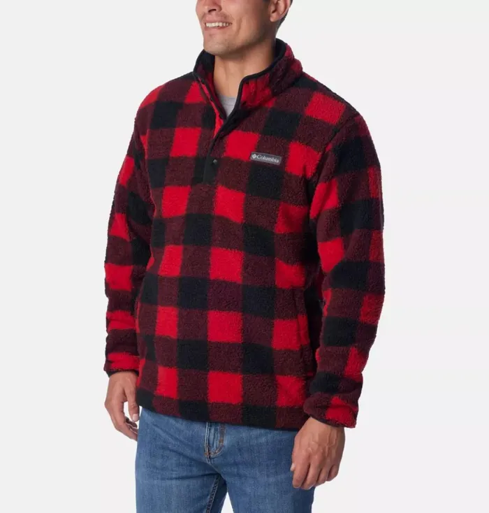 Rugged Ridge II Sherpa Half Snap Pullover Mountain Red Check Mens Columbia Sportswear Pullovers and Tops Rugged Ridge II Sherpa Half Snap Pullover Mountain Red Check Mens Columbia Sportswear Pullovers and Tops