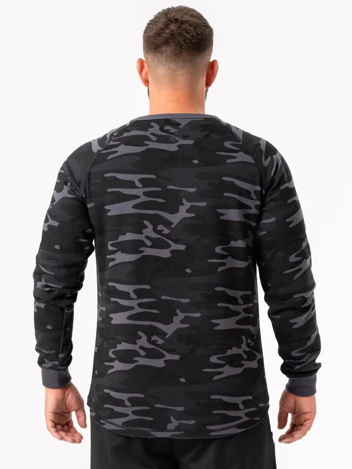 Ryderwear Energy Crew Neck 8211 Black Camo Men Sweaters and Hoodies