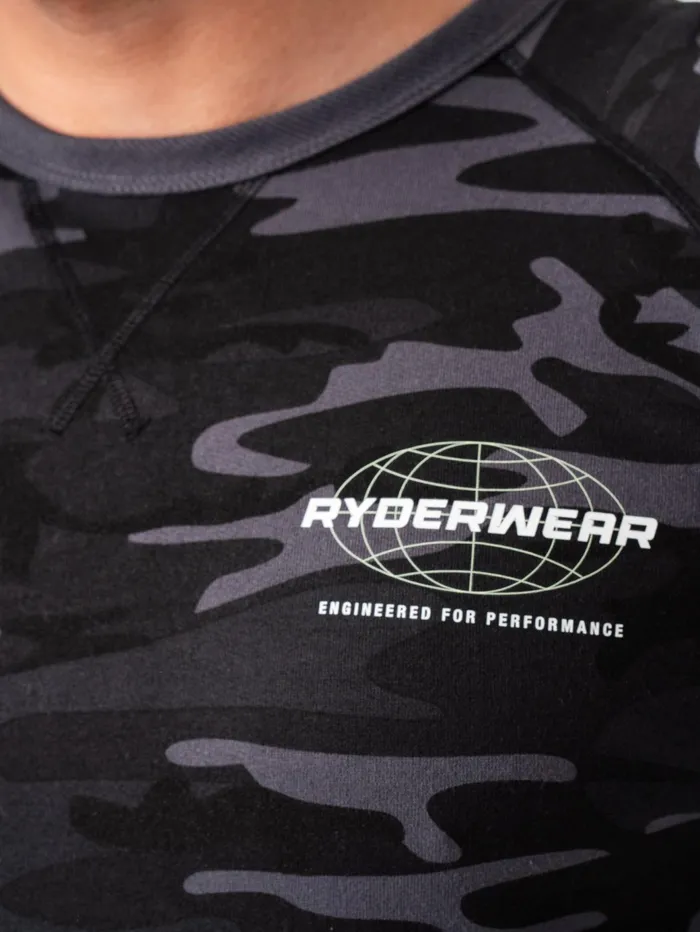 Ryderwear Energy Crew Neck 8211 Black Camo Men Sweaters and Hoodies