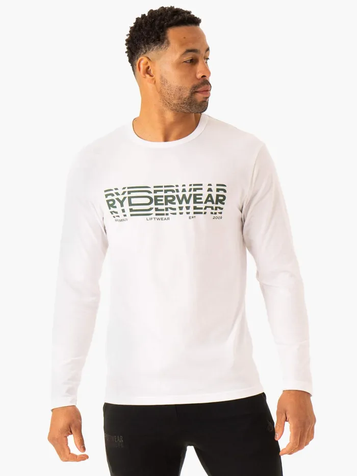 Ryderwear Graphic Long Sleeve TShirt 8211 White Men TShirts