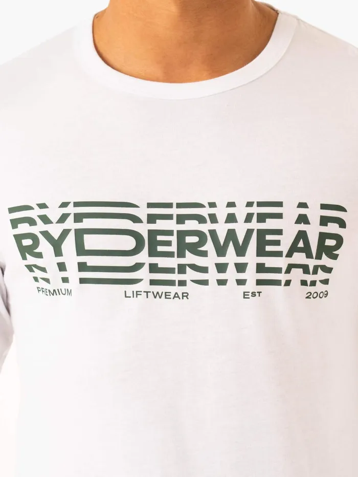 Ryderwear Graphic Long Sleeve TShirt 8211 White Men TShirts