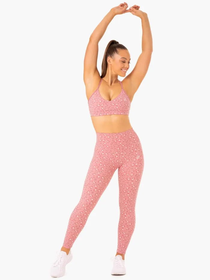 Ryderwear Hybrid Full Length Leggings 8211 Pink Leopard Women Leggings