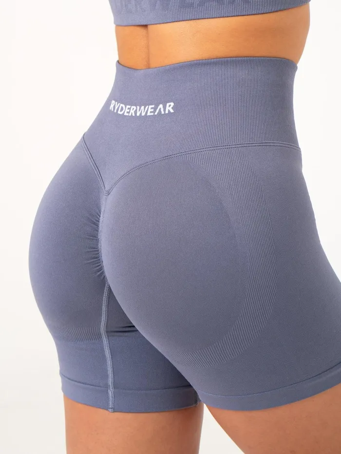 Ryderwear Lift BBL Scrunch Seamless Shorts 8211 Slate Blue Women Gym Shorts