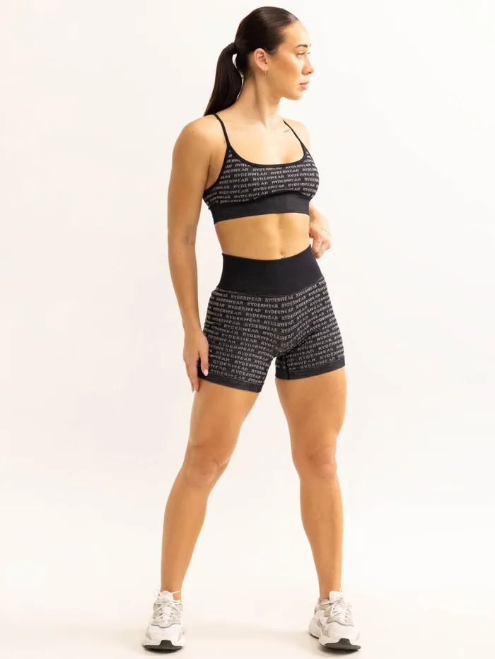 Ryderwear Logo Lux Seamless Shorts 8211 Black Women Gym Shorts