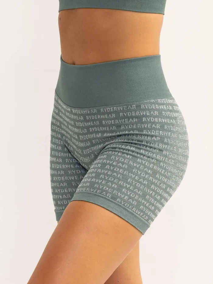 Ryderwear Logo Lux Seamless Shorts 8211 Fern Green Women Gym Shorts