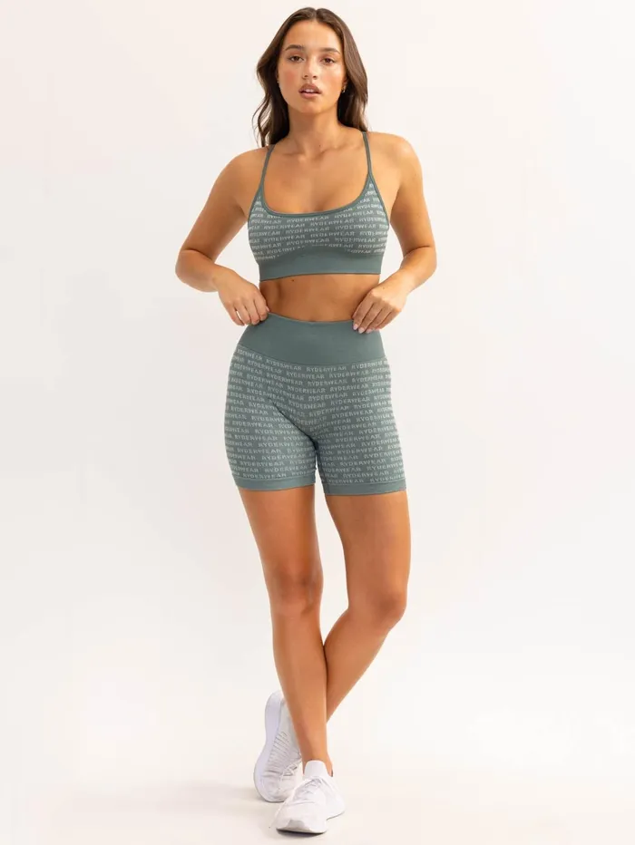 Ryderwear Logo Lux Seamless Shorts 8211 Fern Green Women Gym Shorts