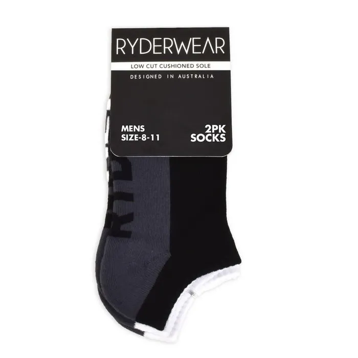 Ryderwear Mens Socks 2 Pack 8211 BlackGrey and WhiteGrey Women Socks