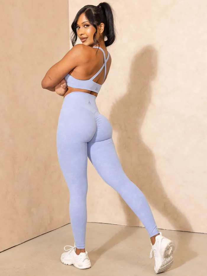 Ryderwear NKD Stonewash Crossover Scrunch Leggings 8211 Cornflower Blue Stonewash Women Leggings