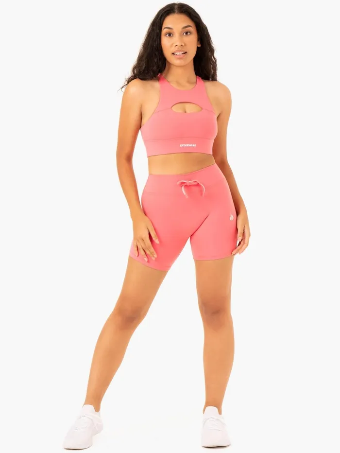 Ryderwear Replay High Waisted Shorts 8211 Coral Women Gym Shorts