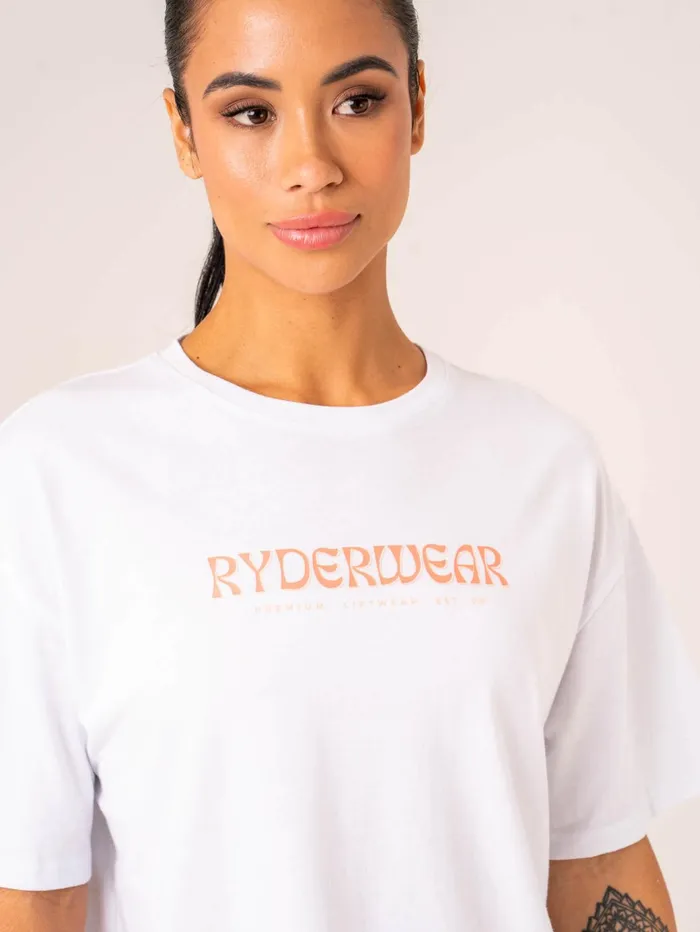 Ryderwear Retro Oversized TShirt 8211 White Women TShirts