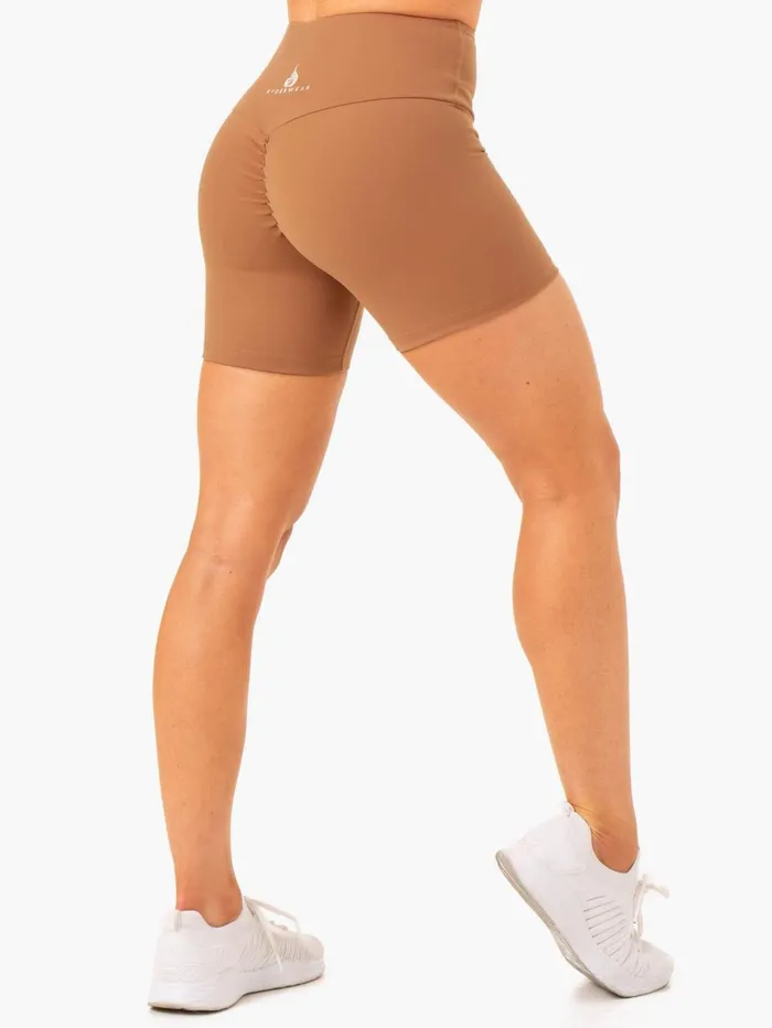 Ryderwear Vital Mid Length Scrunch Shorts 8211 Mocha Women Gym Shorts