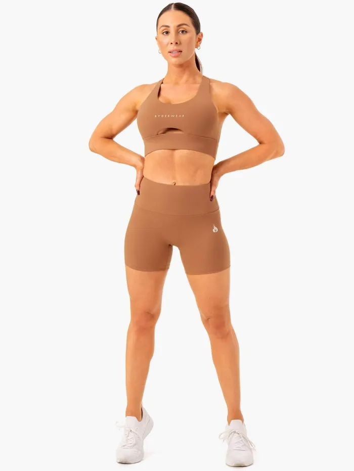 Ryderwear Vital Mid Length Scrunch Shorts 8211 Mocha Women Gym Shorts