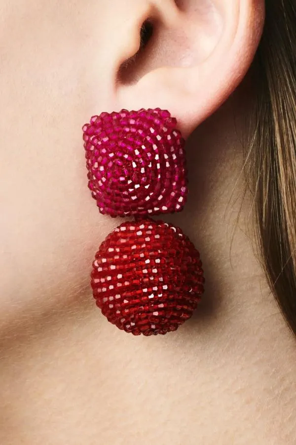 Sachin and Babi Lydia Earrings 8211 Faceted Beads Raspberry Ruby Women Earrings