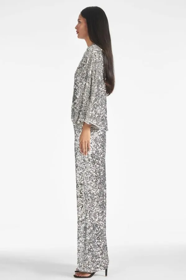 Sachin and Babi Morgan Top 8211 Silver Sequins Silver Women Tops and Blouses