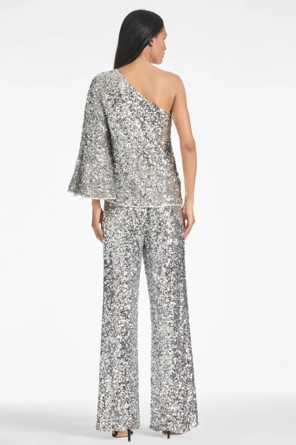 Sachin and Babi Morgan Top 8211 Silver Sequins Silver Women Tops and Blouses