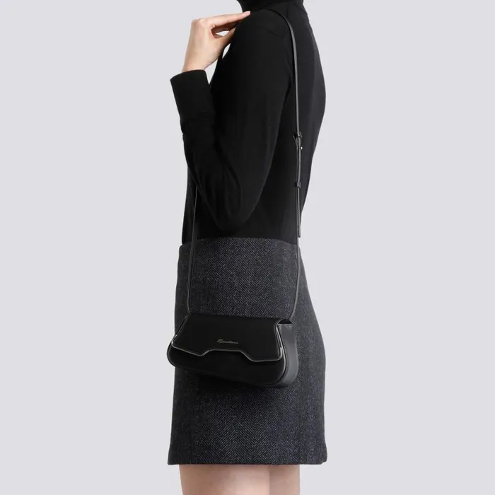Santoni Bags Women Black Leather The Pluto Crossbody Bag