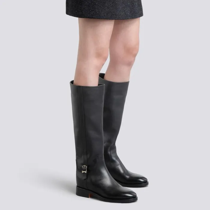 Santoni Boots and Ankle Boots Women Black Leather Boot