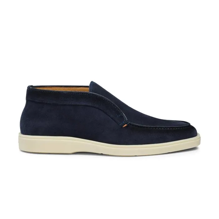Santoni Boots Men Blue Suede Desert Boot