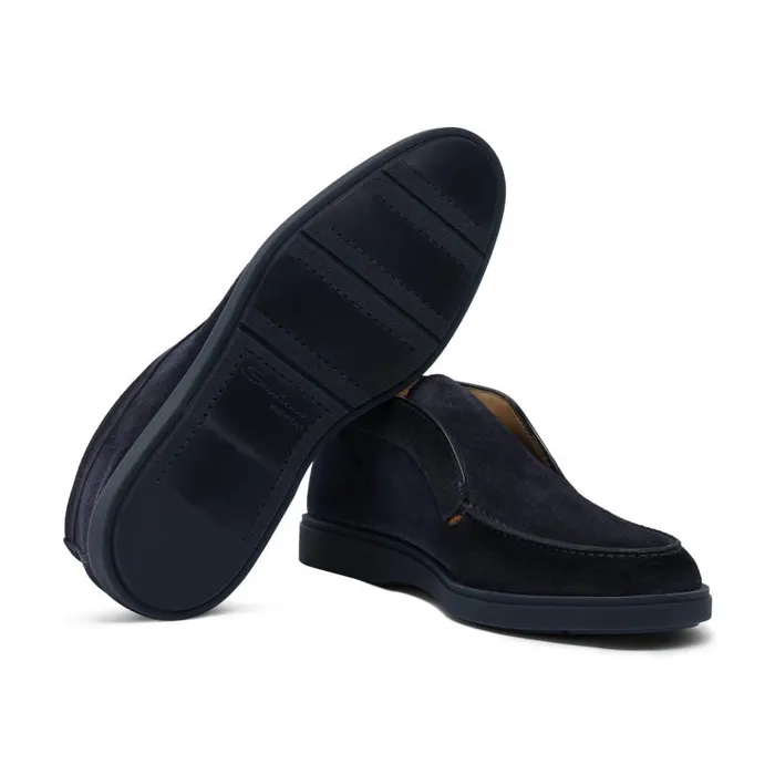 Santoni Boots Men Blue Suede Desert Boot