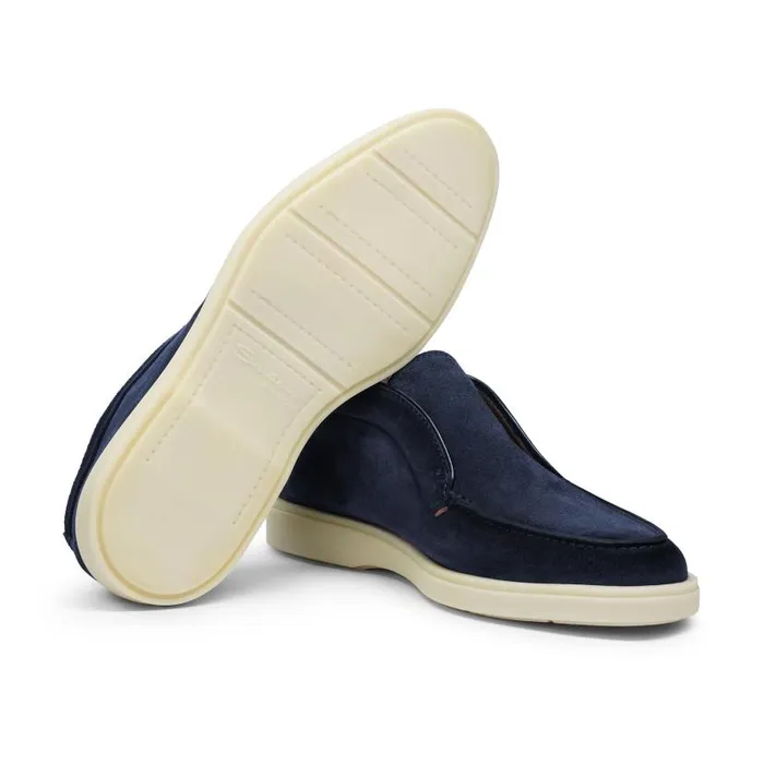 Santoni Boots Men Blue Suede Desert Boot
