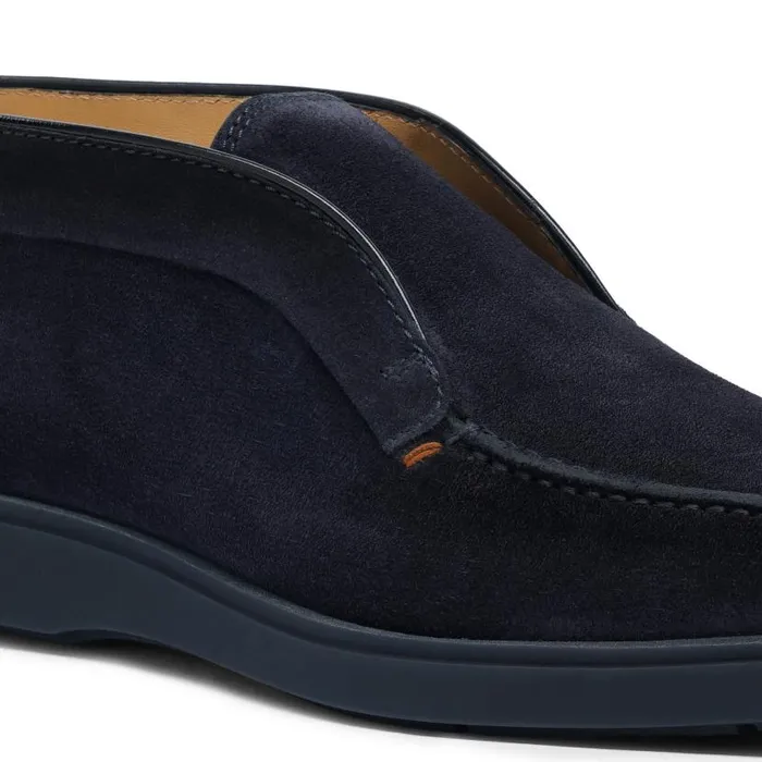 Santoni Boots Men Blue Suede Desert Boot