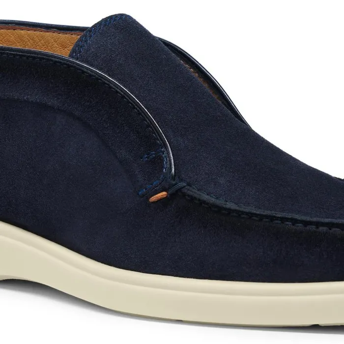 Santoni Boots Men Blue Suede Desert Boot