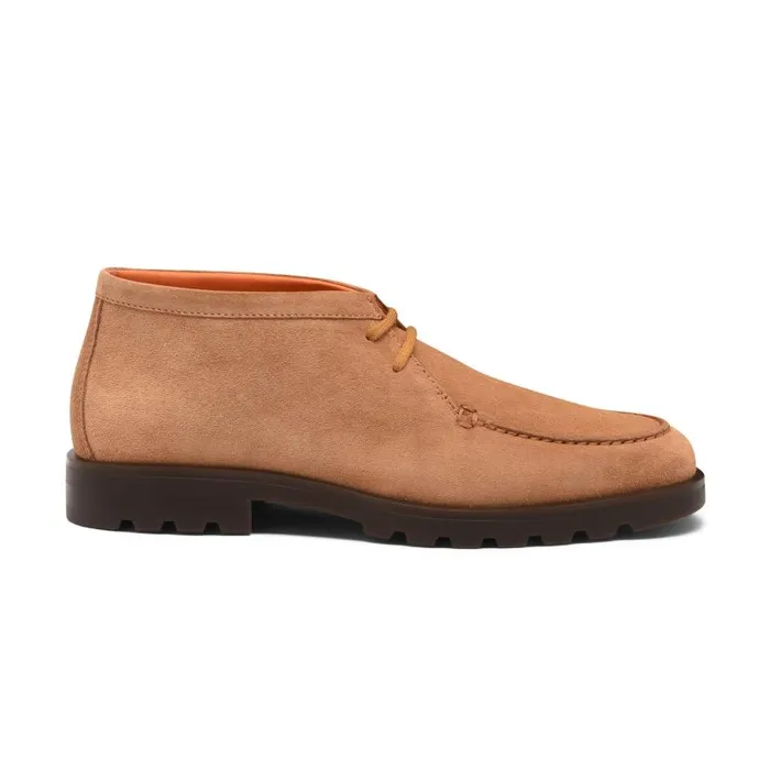 Santoni Boots Men Light Brown Suede Desert Boot