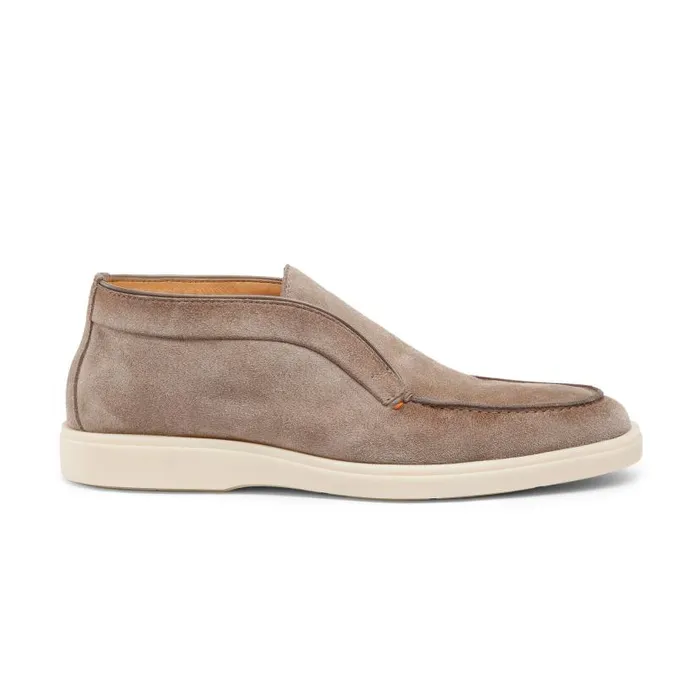 Santoni Boots Men Taupe Suede Desert Boot