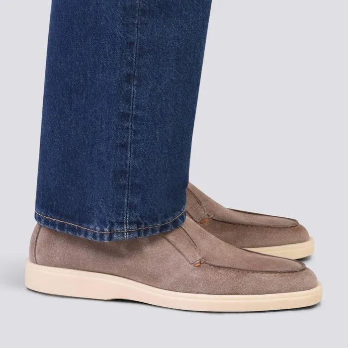 Santoni Boots Men Taupe Suede Desert Boot