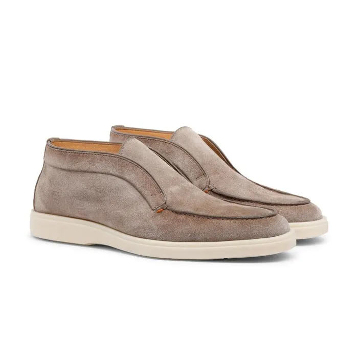 Santoni Boots Men Taupe Suede Desert Boot