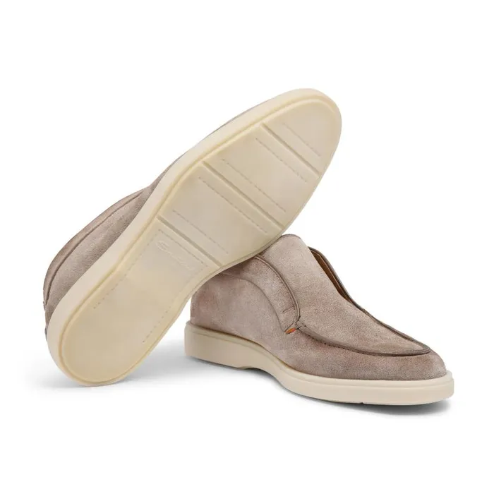 Santoni Boots Men Taupe Suede Desert Boot