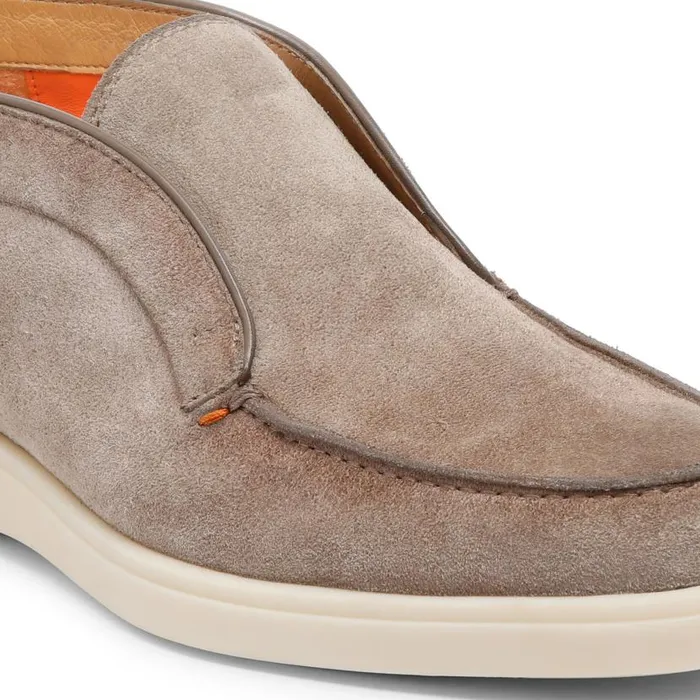 Santoni Boots Men Taupe Suede Desert Boot