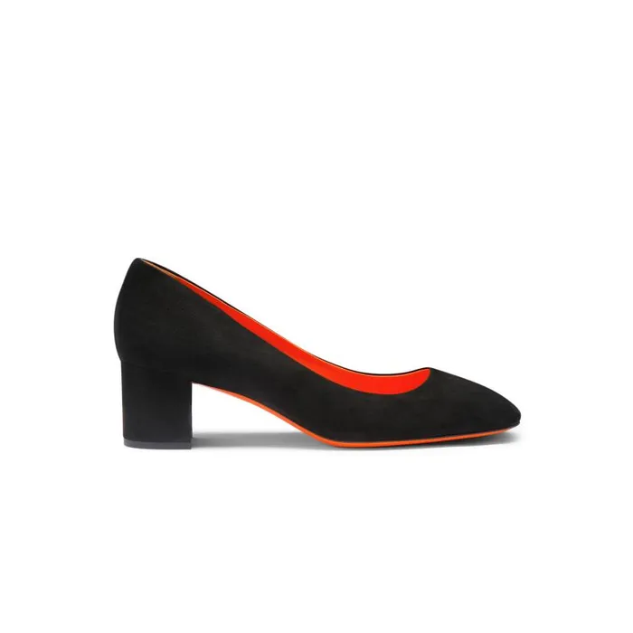 Santoni Court Shoes and Heels Women Black Suede LowHeel Pump