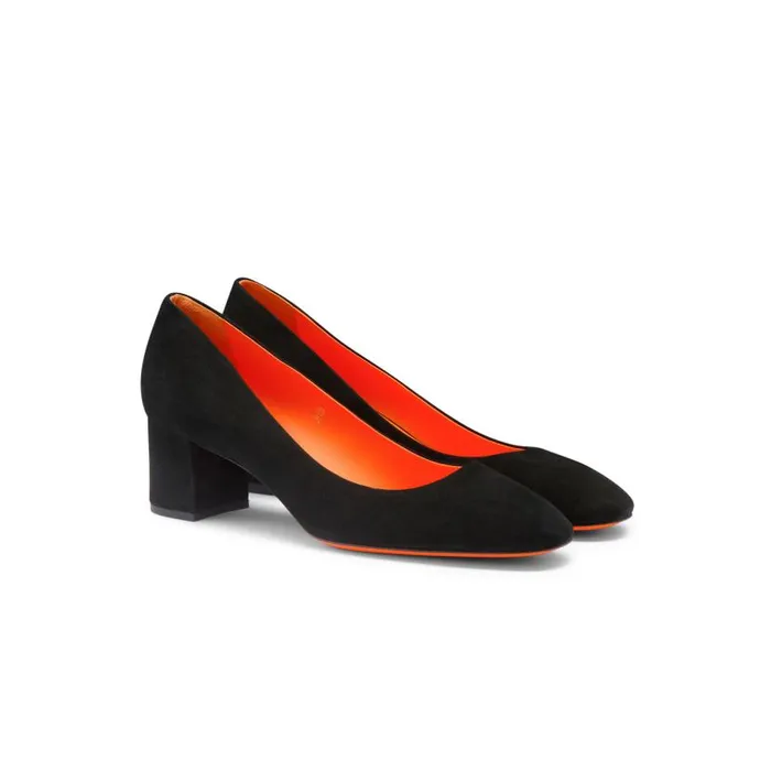 Santoni Court Shoes and Heels Women Black Suede LowHeel Pump