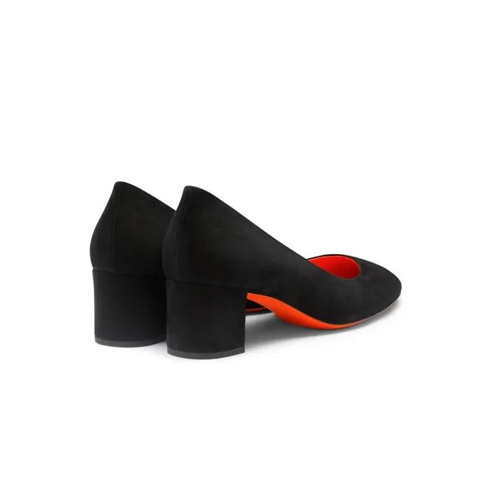 Santoni Court Shoes and Heels Women Black Suede LowHeel Pump