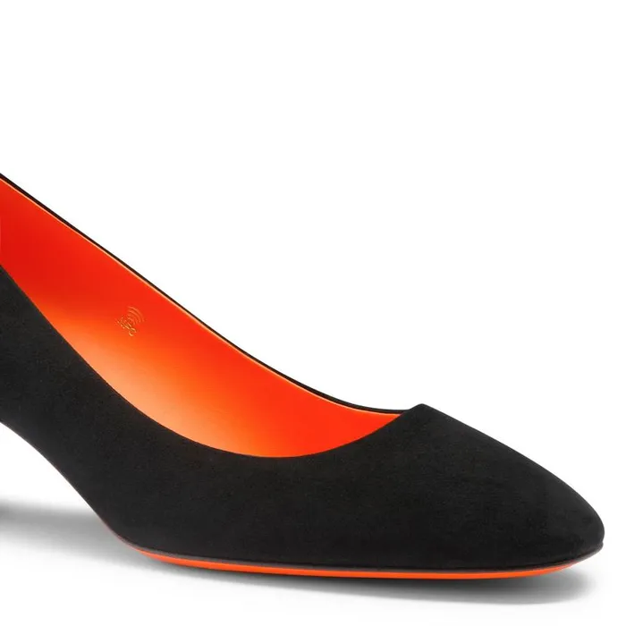 Santoni Court Shoes and Heels Women Black Suede LowHeel Pump