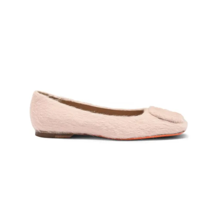 Santoni Flats Shoes Women Pink Wool Ballet Flat