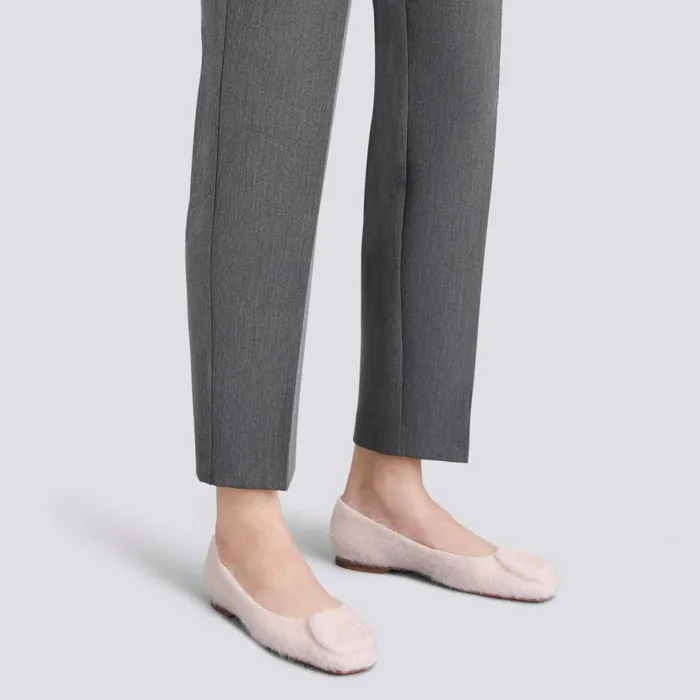 Santoni Flats Shoes Women Pink Wool Ballet Flat